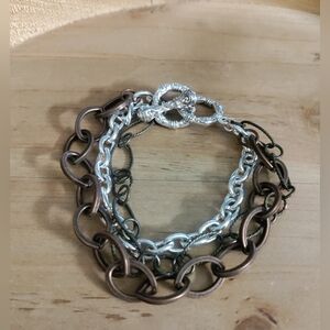 Bronze & Silver Colored Link Bracelet